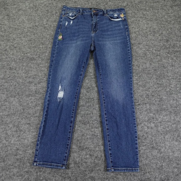 Judy Blue Denim - Judy‎ Blue Jeans Womens 13/31 Floral Embroidered High Rise Boyfriend JB88288